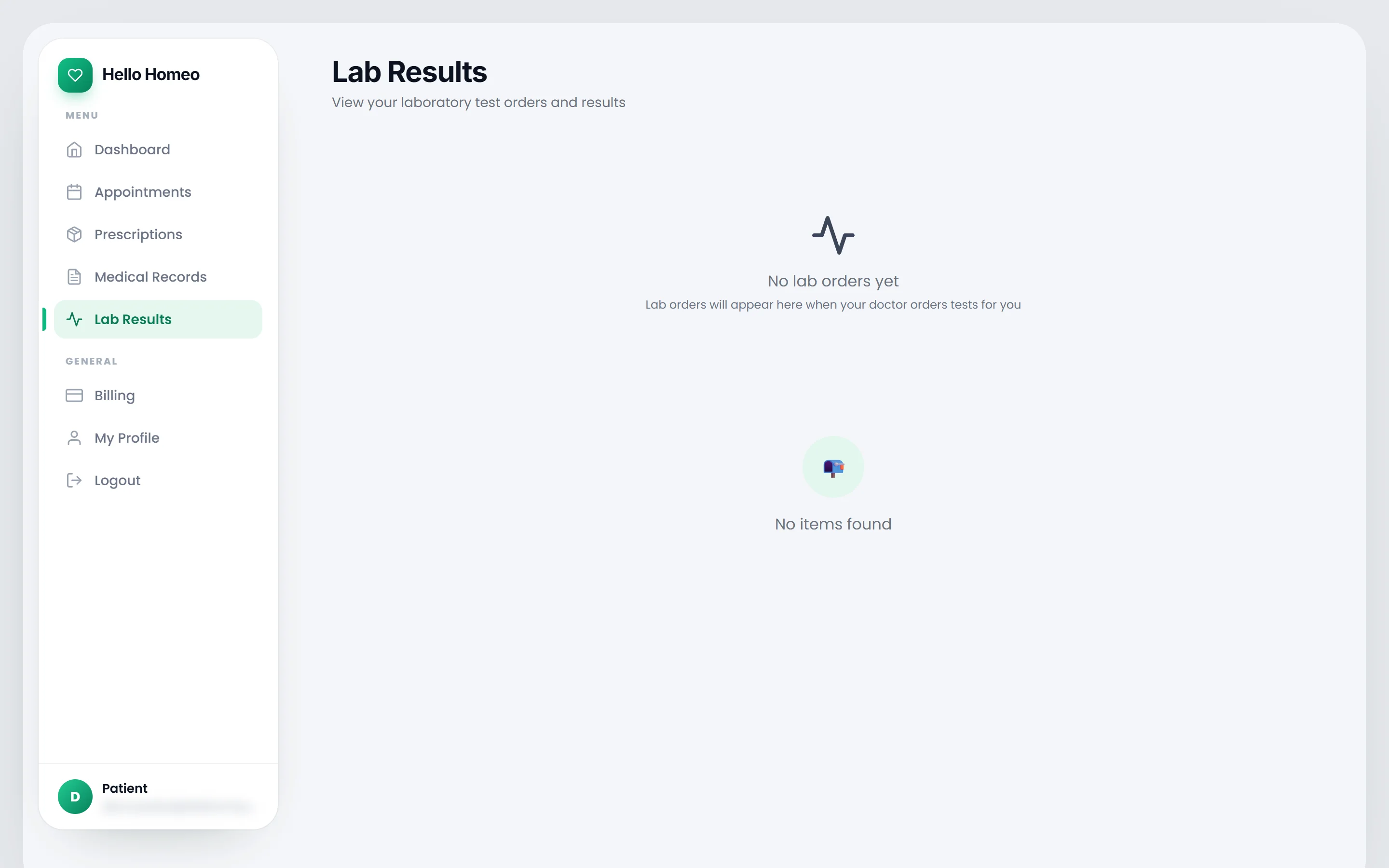 An expanded lab order showing test values, reference ranges and the download button